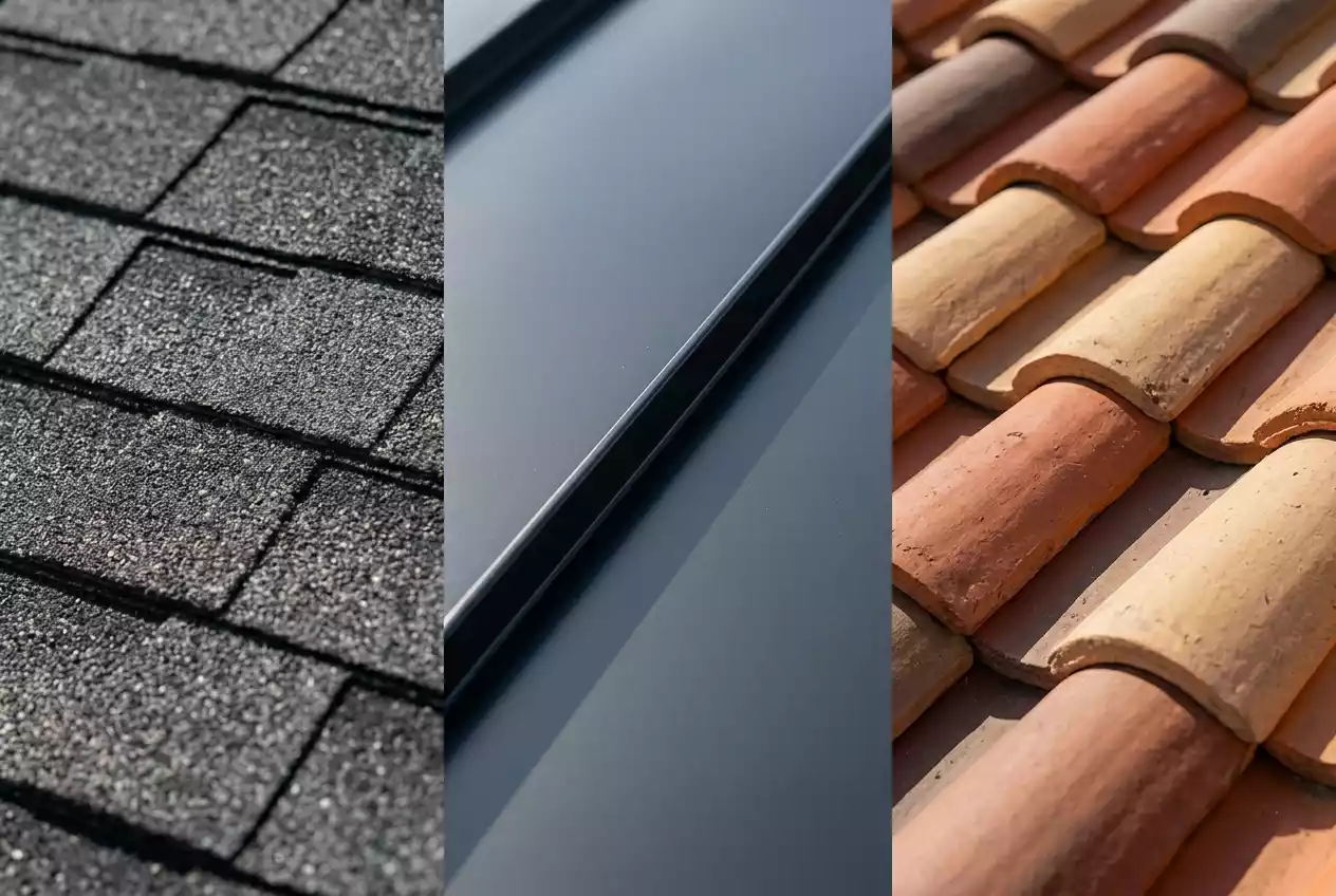 Comparison of shingle metal and tile roofing materials