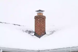 Chimney on snowy roof