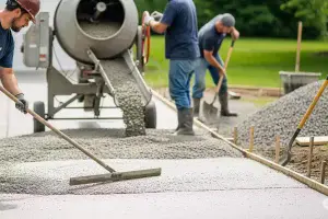 team pouring concrete