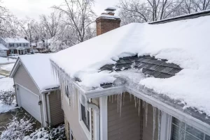 Snow-covered home demonstrating the importance of roof ice dam prevention