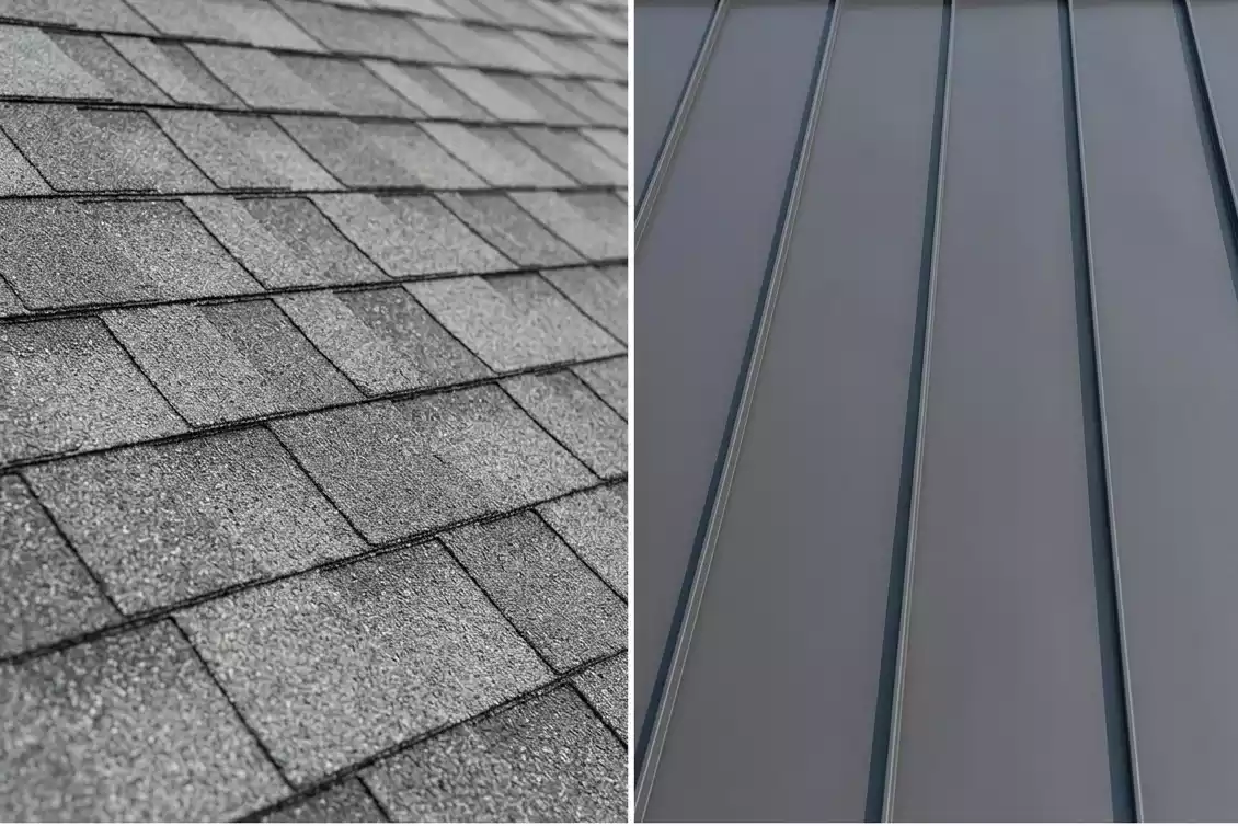 Comparison of asphalt shingles and metal roofing on homes